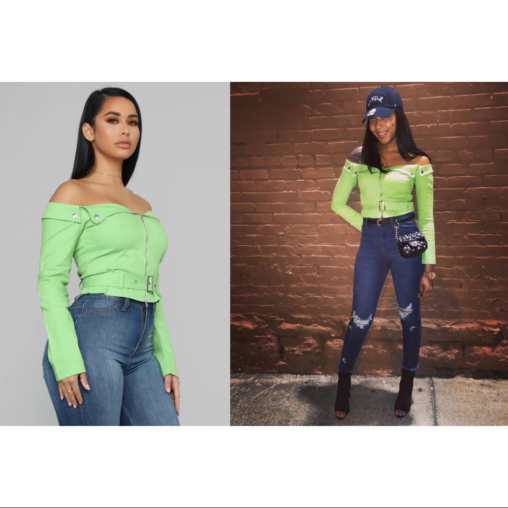 Jacket Top- Green Denim